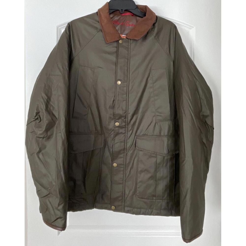 Robert Graham Waxed Cotton Blend Jacket Coat in Olive Size XL NWT $398 (CO38)